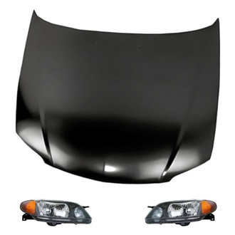 Replacement - 3-Piece Kit (Driver and Passenger Side Headlights, Hood Panel) (Standard Line)