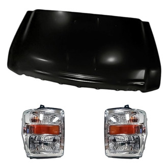 Replacement - 3-Piece Kit (Driver and Passenger Side Headlights, Hood Panel) (Standard Line)