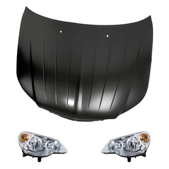 Replacement - 3-Piece Kit (Driver and Passenger Side Headlights, Hood Panel) (Standard Line)