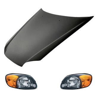 Replacement BNDL-280719 - 3-Piece Kit (Driver and Passenger Side Headlights, Hood Panel) (Standard Line)