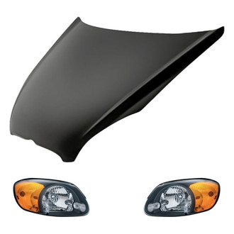 Replacement - 3-Piece Kit (Driver and Passenger Side Headlights, Hood Panel) (Standard Line)