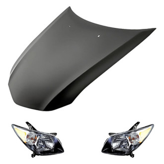 Replacement BNDL-280727 - 3-Piece Kit (Driver and Passenger Side Headlights, Hood Panel) (Standard Line)