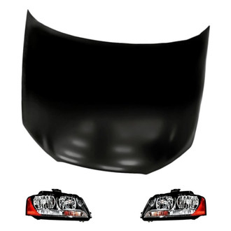 Replacement - 3-Piece Kit (Driver and Passenger Side Headlights, Hood Panel) (Standard Line)
