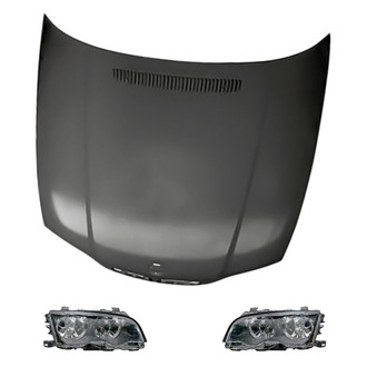 Replacement - 3-Piece Kit (Driver and Passenger Side Headlights, Hood Panel) (Standard Line)