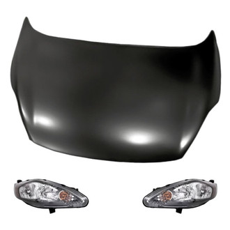 Replacement - 3-Piece Kit (Driver and Passenger Side Headlights, Hood Panel) (Standard Line)