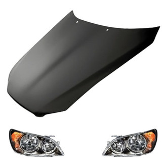 Replacement - 3-Piece Kit (Driver and Passenger Side Headlights, Hood Panel) (Standard Line)