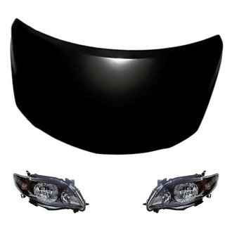 Replacement - 3-Piece Kit (Driver and Passenger Side Headlights, Hood Panel) (Standard Line)