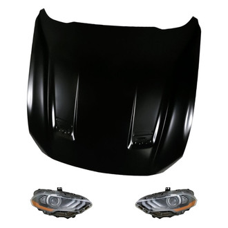 Replacement - 3-Piece Kit (Driver and Passenger Side Headlights, Hood Panel) (Standard Line)