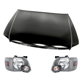 Replacement - 3-Piece Kit (Driver and Passenger Side Headlights, Hood Panel) (Standard Line)