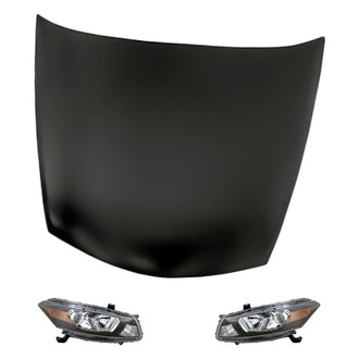 Replacement - 3-Piece Kit (Driver and Passenger Side Headlights, Hood Panel) (Standard Line)