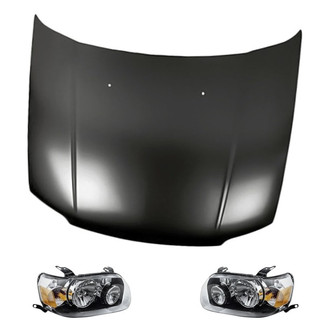 Replacement - 3-Piece Kit (Driver and Passenger Side Headlights, Hood Panel) (Standard Line)
