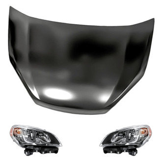 Replacement - 3-Piece Kit (Driver and Passenger Side Headlights, Hood Panel) (Standard Line)