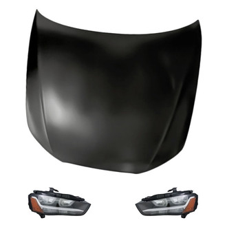 Replacement - 3-Piece Kit (Driver and Passenger Side Headlights, Hood Panel) (Standard Line)
