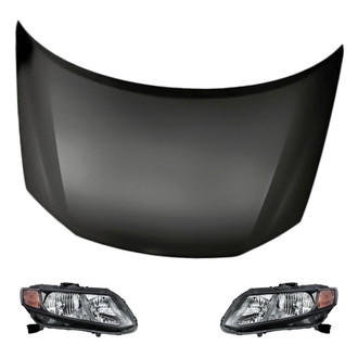 Replacement - 3-Piece Kit (Driver and Passenger Side Headlights, Hood Panel) (Standard Line)