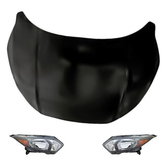 Replacement - 3-Piece Kit (Driver and Passenger Side Headlights, Hood Panel) (Standard Line)