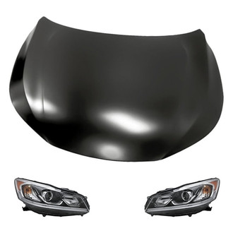 Replacement - 3-Piece Kit (Driver and Passenger Side Headlights, Hood Panel) (Standard Line)