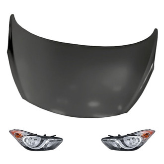 Replacement - 3-Piece Kit (Driver and Passenger Side Headlights, Hood Panel) (Standard Line)