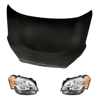 Replacement BNDL-280909 - 3-Piece Kit (Driver and Passenger Side Headlights, Hood Panel) (Standard Line)