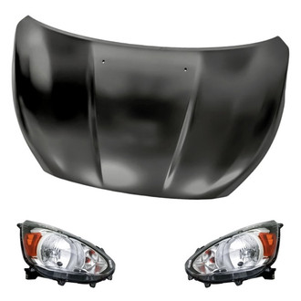 Replacement BNDL-280917 - 3-Piece Kit (Driver and Passenger Side Headlights, Hood Panel) (Standard Line)