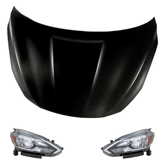 Replacement - 3-Piece Kit (Driver and Passenger Side Headlights, Hood Panel) (Standard Line)