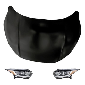 Replacement - 3-Piece Kit (Driver and Passenger Side Headlights, Hood Panel) (Standard Line)