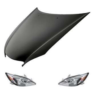 Replacement - 3-Piece Kit (Driver and Passenger Side Headlights, Hood Panel) (Standard Line)