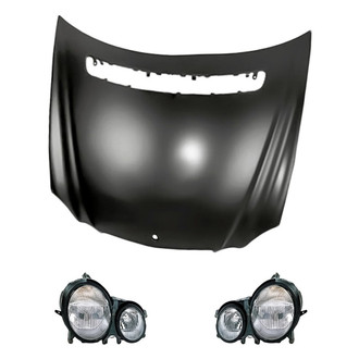 Replacement - 3-Piece Kit (Driver and Passenger Side Headlights, Hood Panel) (Standard Line)