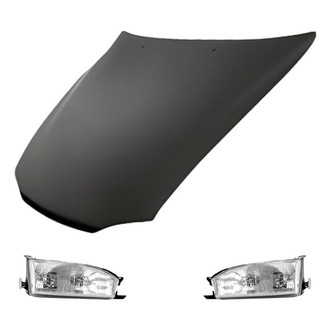 Replacement BNDL-281014 - 3-Piece Kit (Driver and Passenger Side Headlights, Hood Panel) (Standard Line)