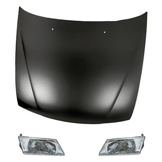 Replacement - 3-Piece Kit (Driver and Passenger Side Headlights, Hood Panel) (Standard Line)