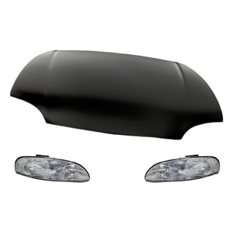 Replacement BNDL-281055 - 3-Piece Kit (Driver and Passenger Side Headlights, Hood Panel) (Standard Line)
