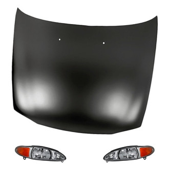 Replacement BNDL-281064 - 3-Piece Kit (Driver and Passenger Side Headlights, Hood Panel) (Standard Line)