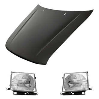 Replacement - 3-Piece Kit (Driver and Passenger Side Headlights, Hood Panel) (Standard Line)
