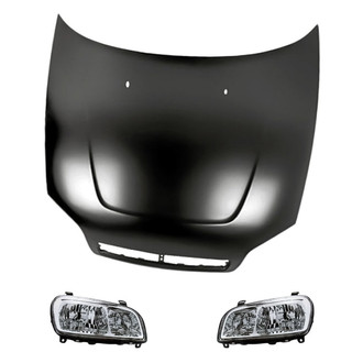 Replacement - 3-Piece Kit (Driver and Passenger Side Headlights, Hood Panel) (Standard Line)