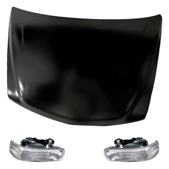 Replacement BNDL-281105 - 3-Piece Kit (Driver and Passenger Side Headlights, Hood Panel) (Standard Line)