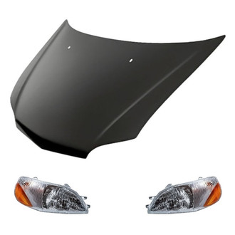 Replacement - 3-Piece Kit (Driver and Passenger Side Headlights, Hood Panel) (Standard Line)