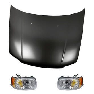 Replacement BNDL-281138 - 3-Piece Kit (Driver and Passenger Side Headlights, Hood Panel) (Standard Line)