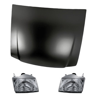 Replacement - 3-Piece Kit (Driver and Passenger Side Headlights, Hood Panel) (Standard Line)
