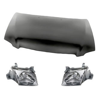 Replacement - 3-Piece Kit (Driver and Passenger Side Headlights, Hood Panel) (Standard Line)