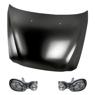Replacement - 3-Piece Kit (Driver and Passenger Side Headlights, Hood Panel) (Standard Line)
