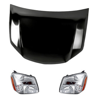 Replacement - 3-Piece Kit (Driver and Passenger Side Headlights, Hood Panel) (Standard Line)
