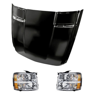 Replacement - 3-Piece Kit (Driver and Passenger Side Headlights, Hood Panel) (Standard Line)