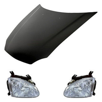 Replacement - 3-Piece Kit (Driver and Passenger Side Headlights, Hood Panel) (Standard Line)