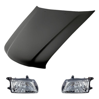 Replacement - 3-Piece Kit (Driver and Passenger Side Headlights, Hood Panel) (Standard Line)