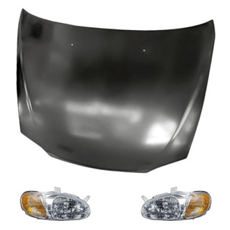 Replacement - 3-Piece Kit (Driver and Passenger Side Headlights, Hood Panel) (Standard Line)