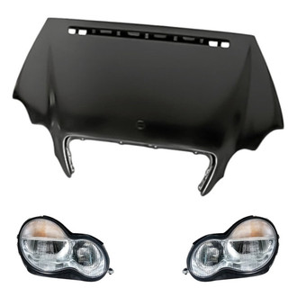 Replacement - 3-Piece Kit (Driver and Passenger Side Headlights, Hood Panel) (Standard Line)