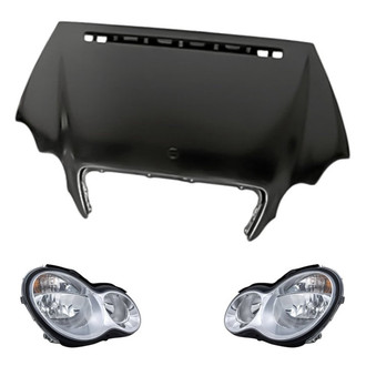 Replacement - 3-Piece Kit (Driver and Passenger Side Headlights, Hood Panel) (Standard Line)