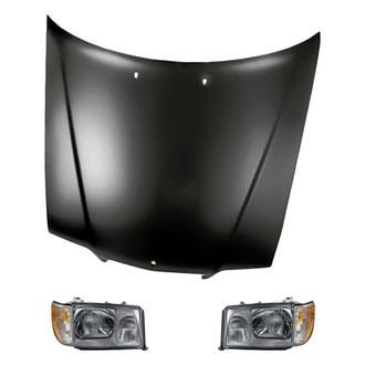 Replacement - 3-Piece Kit (Driver and Passenger Side Headlights, Hood Panel) (Standard Line)