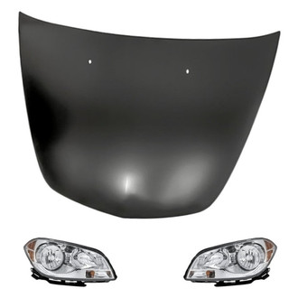 Replacement BNDL-281332 - 3-Piece Kit (Driver and Passenger Side Headlights, Hood Panel) (Standard Line)