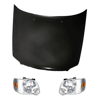 Replacement - 3-Piece Kit (Driver and Passenger Side Headlights, Hood Panel) (Standard Line)