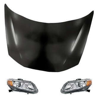 Replacement - 3-Piece Kit (Driver and Passenger Side Headlights, Hood Panel) (Standard Line)